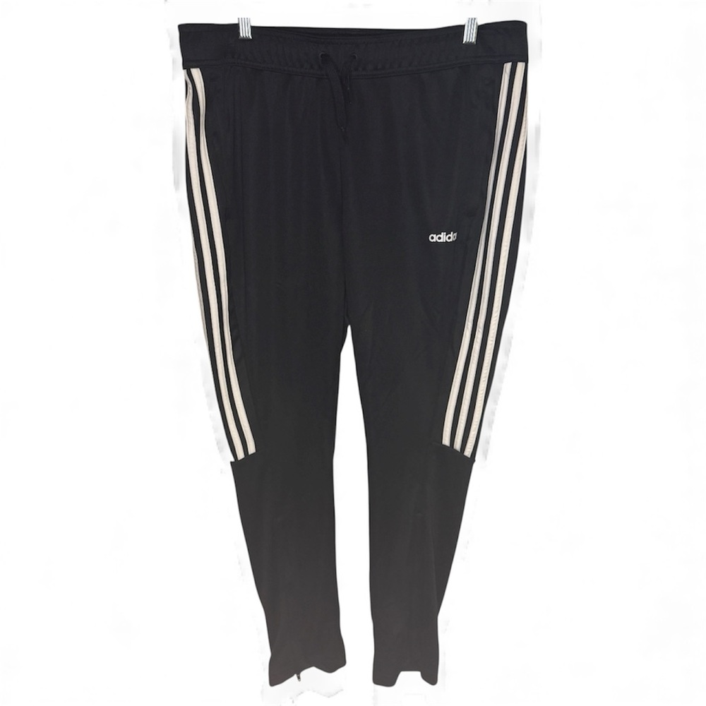 NWT Adidas Women's Black Track Pants Tapered Leg Zipper Ankle Size 1X
